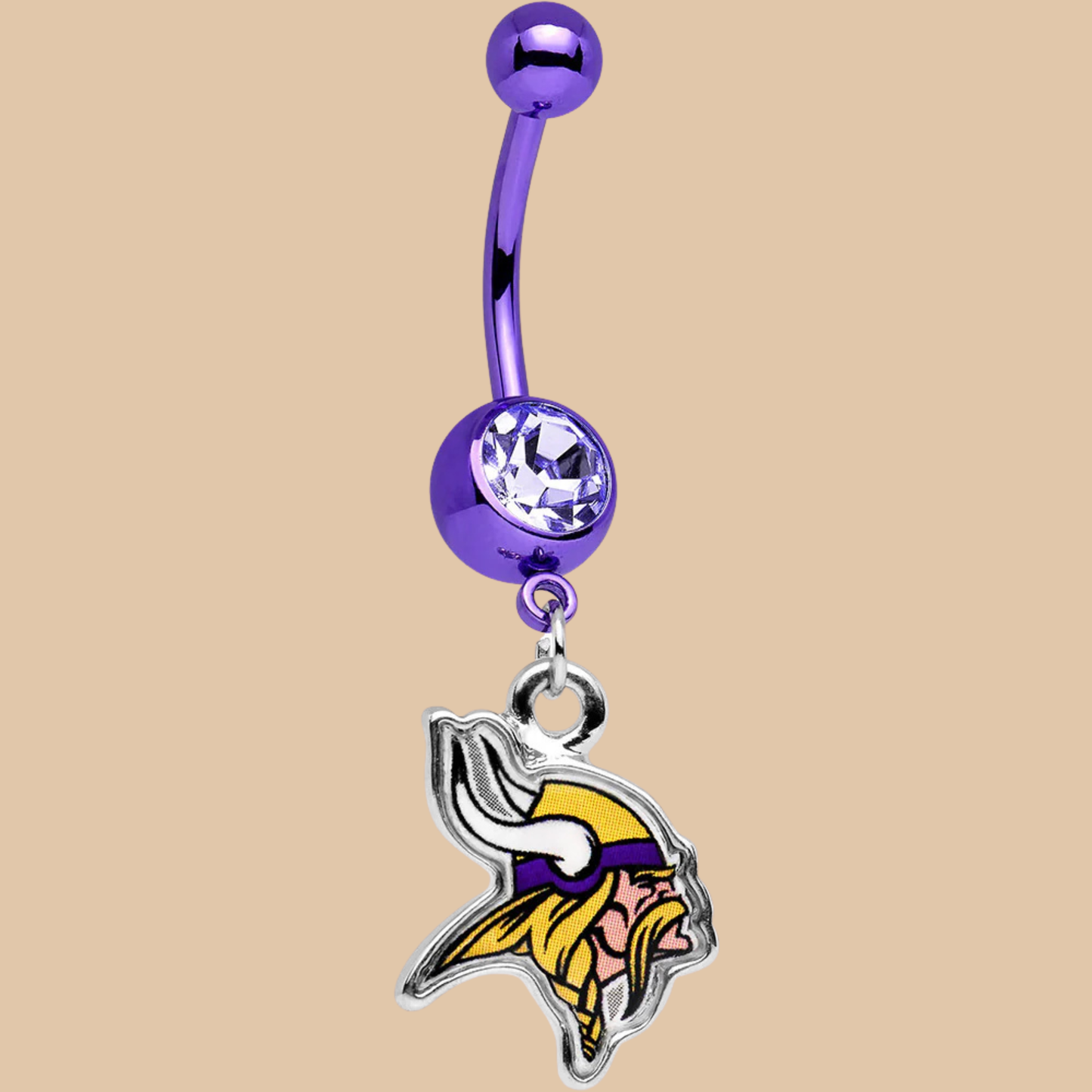 NFL Minnesota Vikings Dangle Belly Ring Stainless Steel Purple Barbell