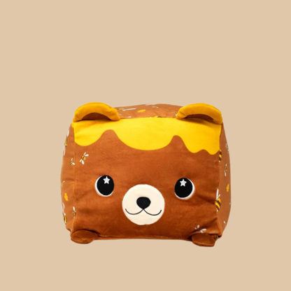 Moosh Moosh Plus Bear Squish Pillow Stuffed Brown and Yellow 8" x 10"