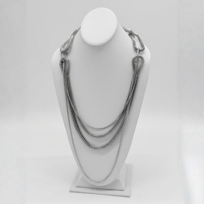 Silver-Toned Multi-Strand Statement Necklace