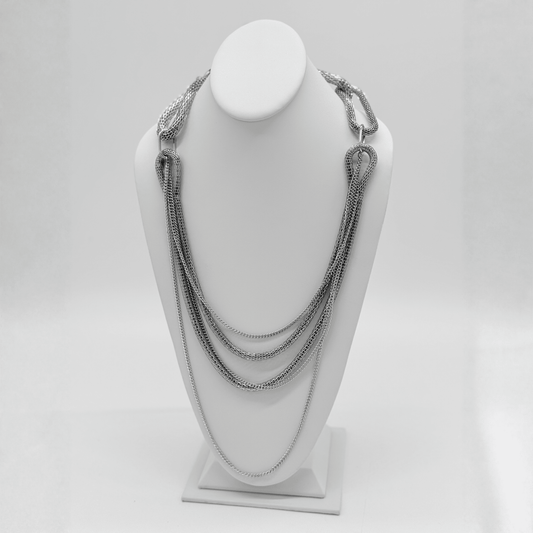 Silver-Toned Multi-Strand Statement Necklace - COLO