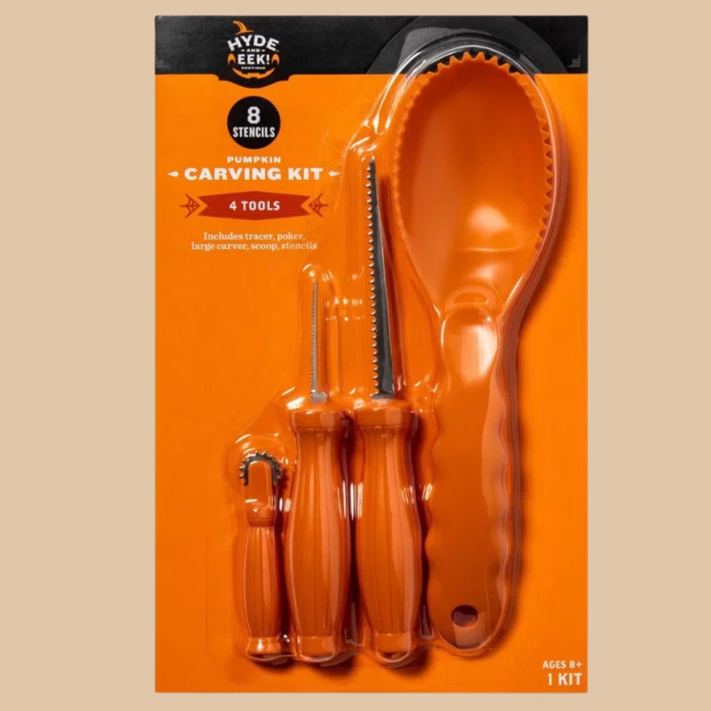 Halloween Carving Kit with 4 Tools & 8 Stencils