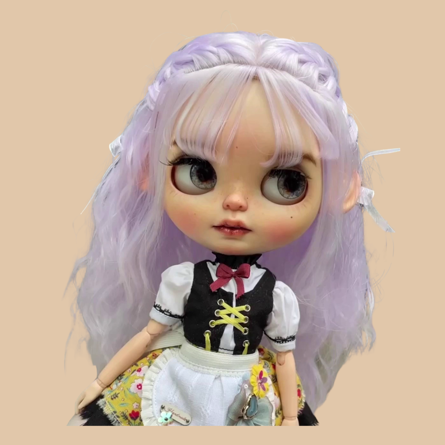 Handmade Blythe Wig, Big Waves with Bangs