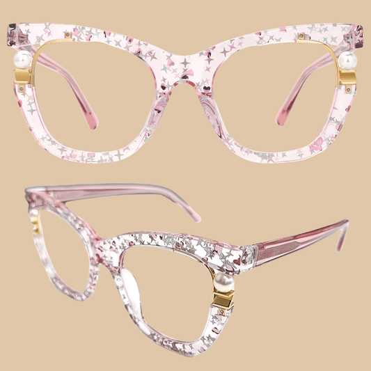 ZEELOOL Pearl Cateye Pink Glasses - COLO