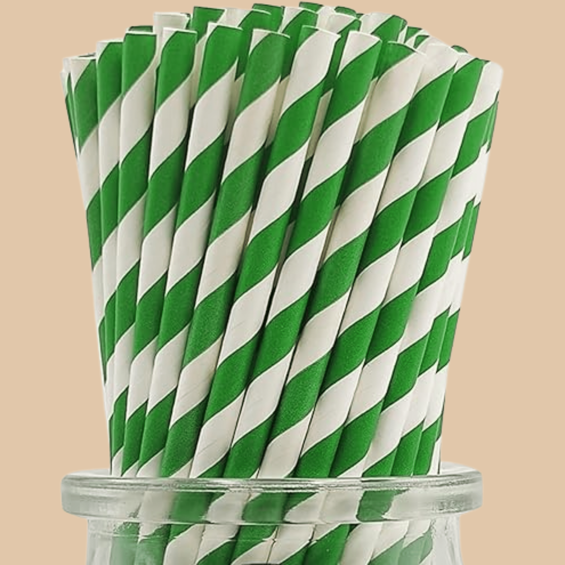 Dark Green Swirl Paper Straws 25 Pack Biodegradable - COLO