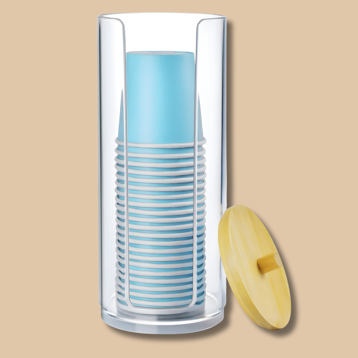 Bathroom Cup Dispenser with Bamboo Lid 1 Pack