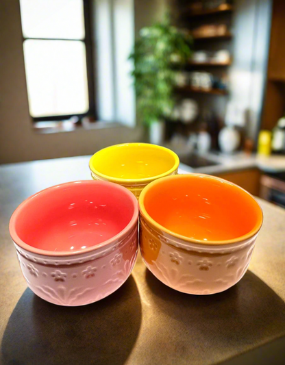 Set of 3 Ceramic Colored Bowls