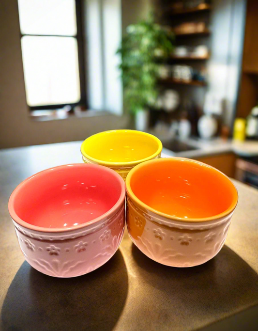 Set of 3 Ceramic Colored Bowls