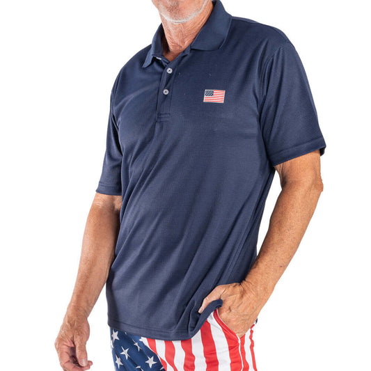 Men's US Flag Performance Grid Polo