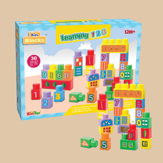 LEARNING 123, CONSTRUCTION BLOCKS, 30 PCS - COLO