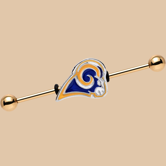 NFL LA Rams Gold Barbell Nipple Ring Licensed