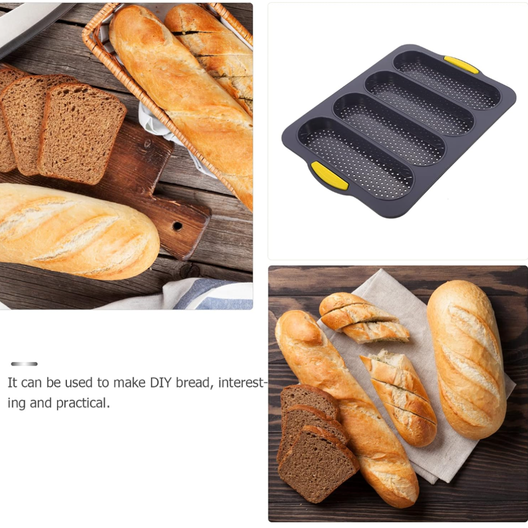 Silicone Baguette Baking Pan – 4 Slot Non-Stick Mold