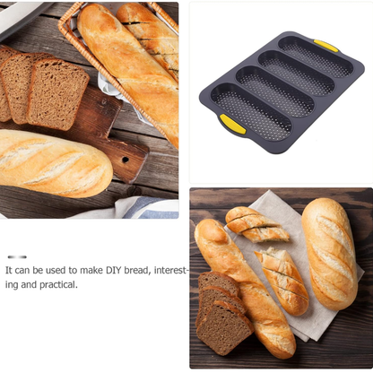 Silicone Baguette Baking Pan – 4 Slot Non-Stick Mold