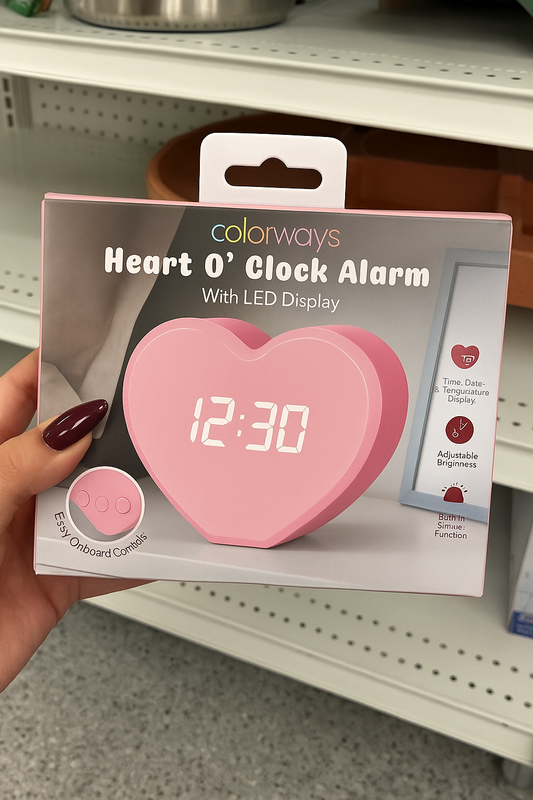 Colorways Heart O’ Clock Alarm with LED Display – Pink