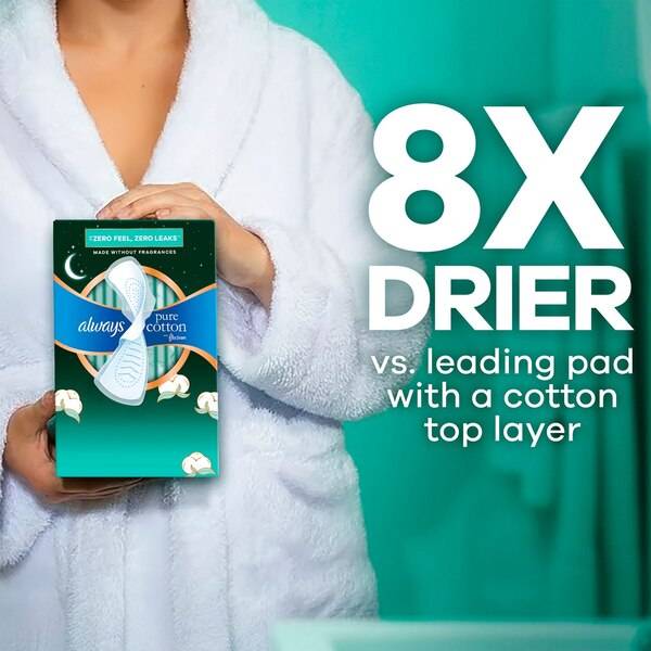 Always Pure Cotton Overnight Pads with Wings - Size 4 - 20ct