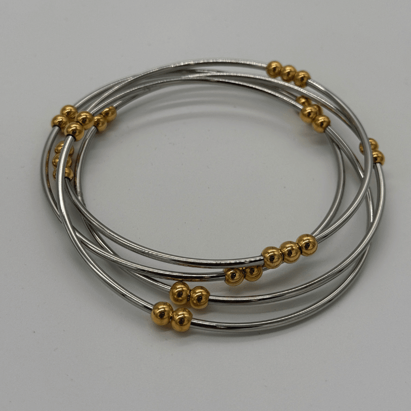 Radiant Contrast Mixed-Metal Bangle Set - COLO