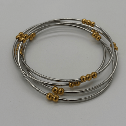 Radiant Contrast Mixed-Metal Bangle Set - COLO