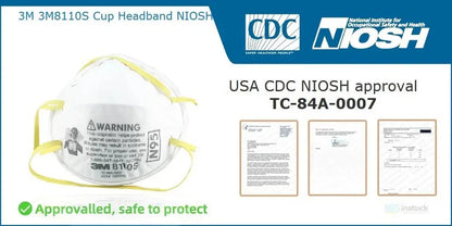 3M 8110S SMALL N95 Dust Particulate Respirator Protection Face Masks 20/BX