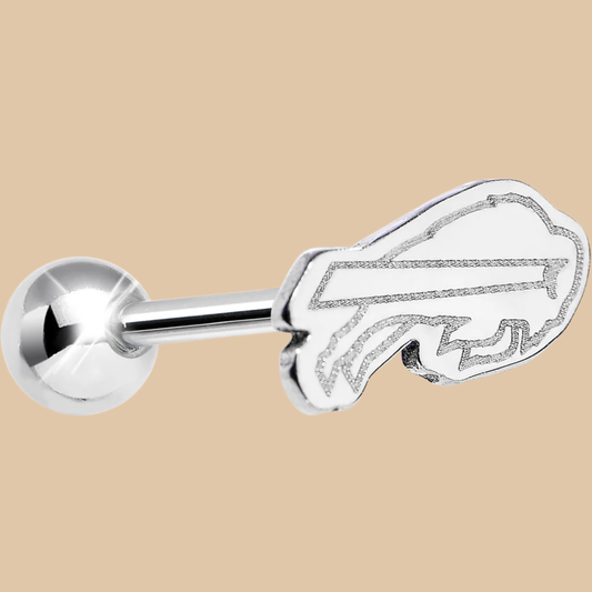 NFL Buffalo Bills Small Barbell Tongue Ring Silver Logo