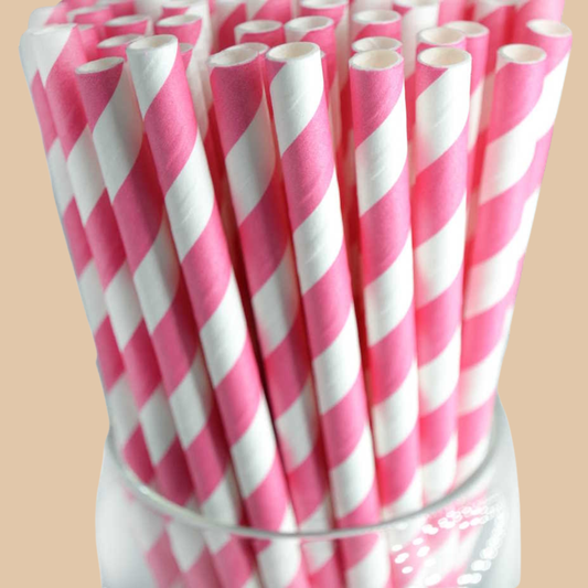 Pink Dot Chevron Paper Straws 25 Pack