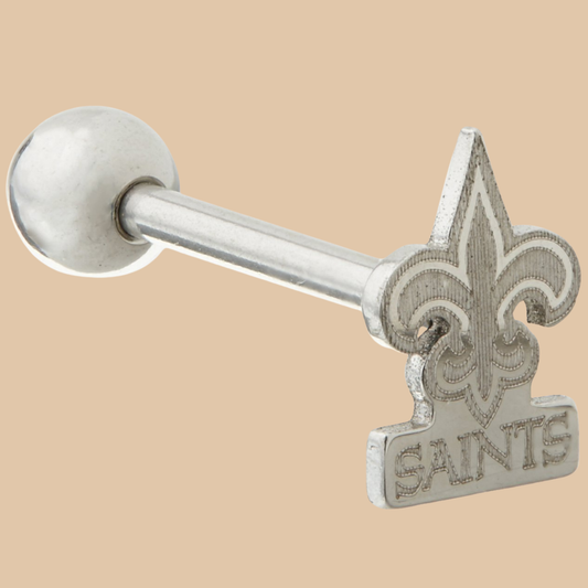 NFL New Orleans Saints Barbell Tongue Ring Licensed LOGO