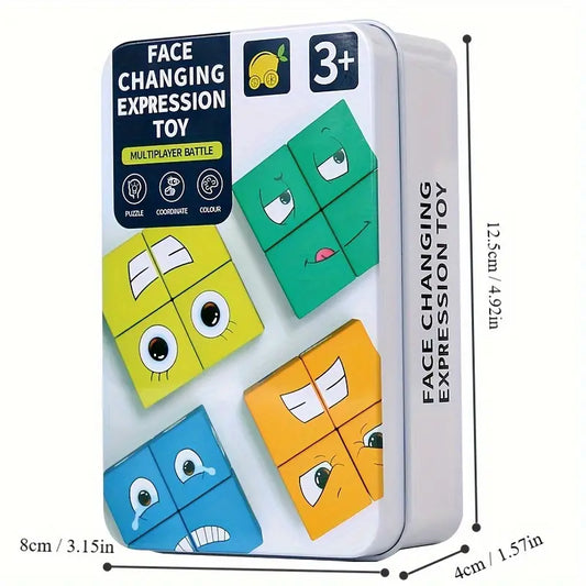 Interactive Face-Changing puzzle cube Cube Toy, Fun Wooden Board Game for Parent-Youngsters Play and Logic Training