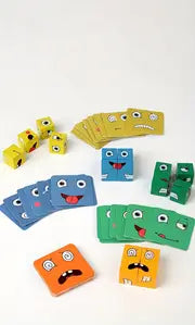 Interactive Face-Changing puzzle cube Cube Toy, Fun Wooden Board Game for Parent-Youngsters Play and Logic Training