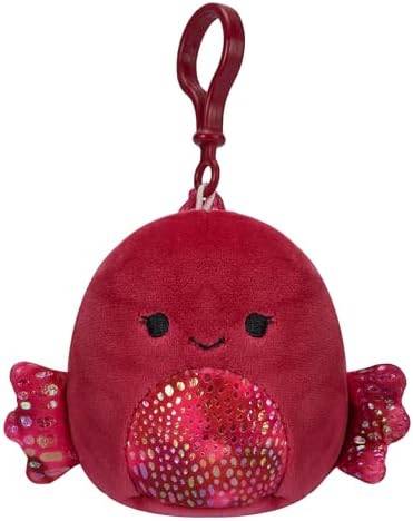 Squishmallows 3.5"" Clip-On Barella The Beta Fish, Small, Red