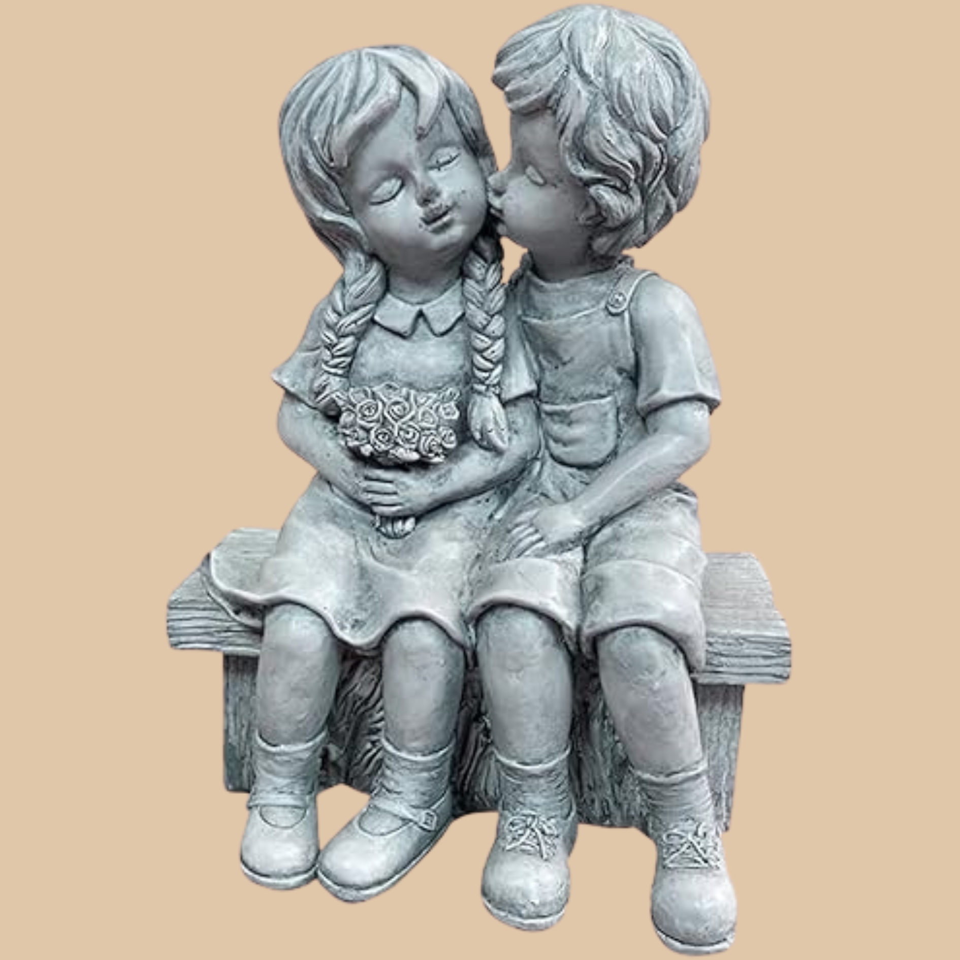 Couple Bench Kissing Figurine Decor