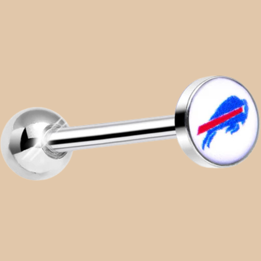 NFL Buffalo Bills Small Barbell Tongue Ring Silver Logo