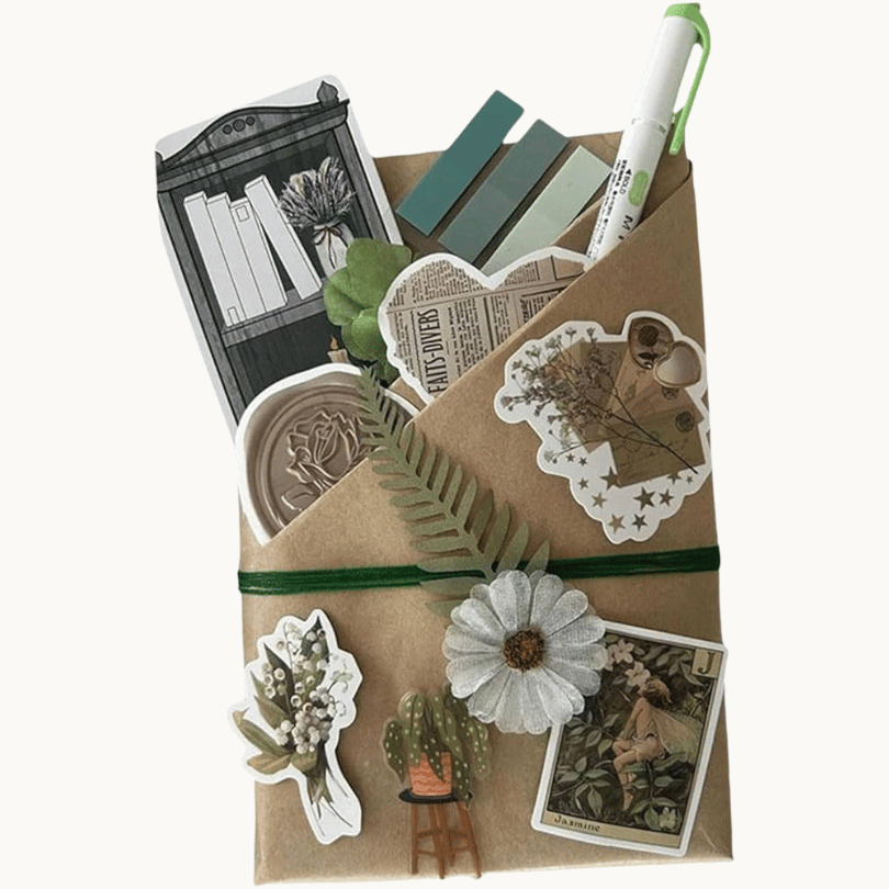 Retro Style Bookish Stickers – Green