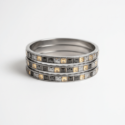 Unisex Triple Stainless Steel Cross Bracelet Set