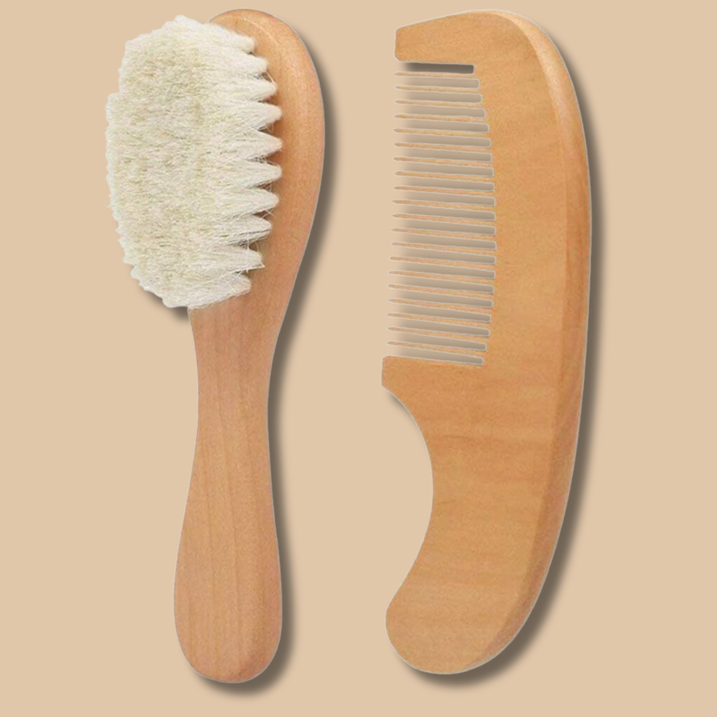 Baby Hair Brush and Comb Set with Goat Bristles
