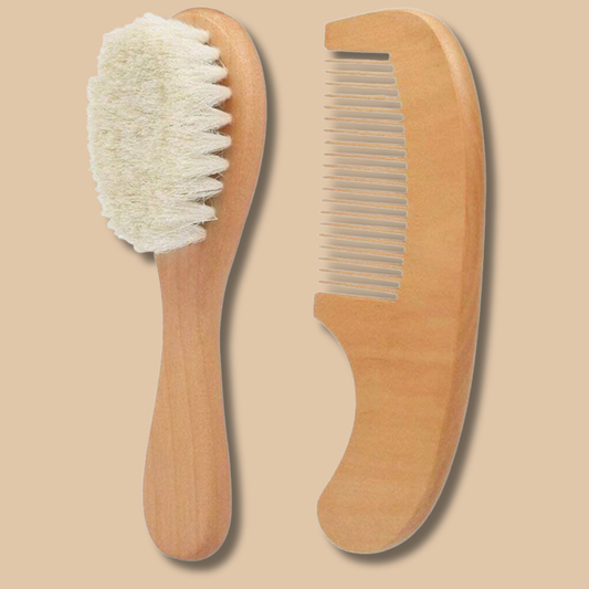 Baby Hair Brush and Comb Set with Goat Bristles