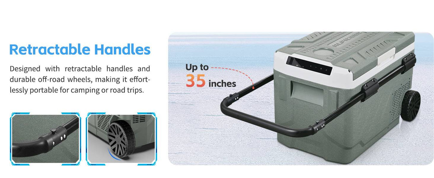 Alpicool Portable Refrigerator for Car, 12 Volt Refrigerator with Wheel 42 Quarts Car Refrigerator Dual Zone Independent Control, Portable Car Fridge 12V/24V Electric Cooler for Camping