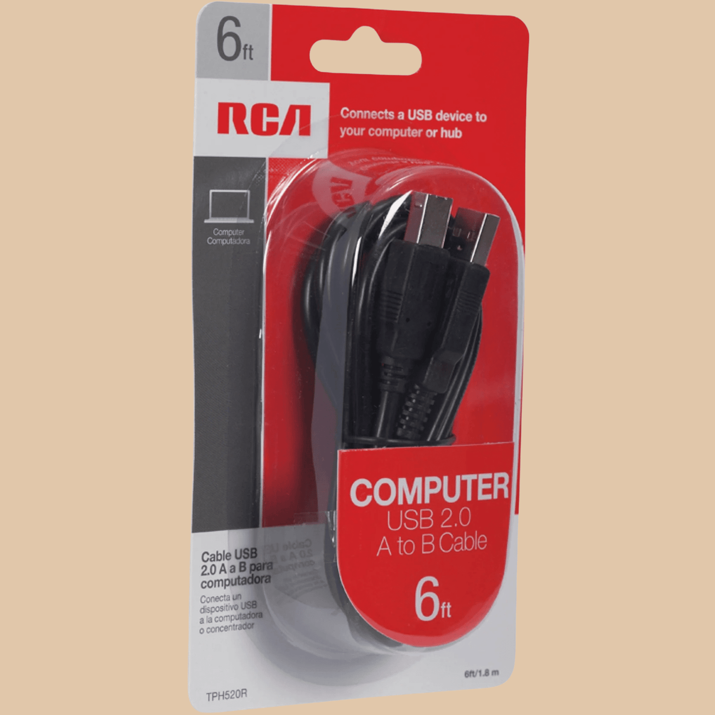 RCA Computer USB 2.0 A to B Cable 6-Feet - COLO