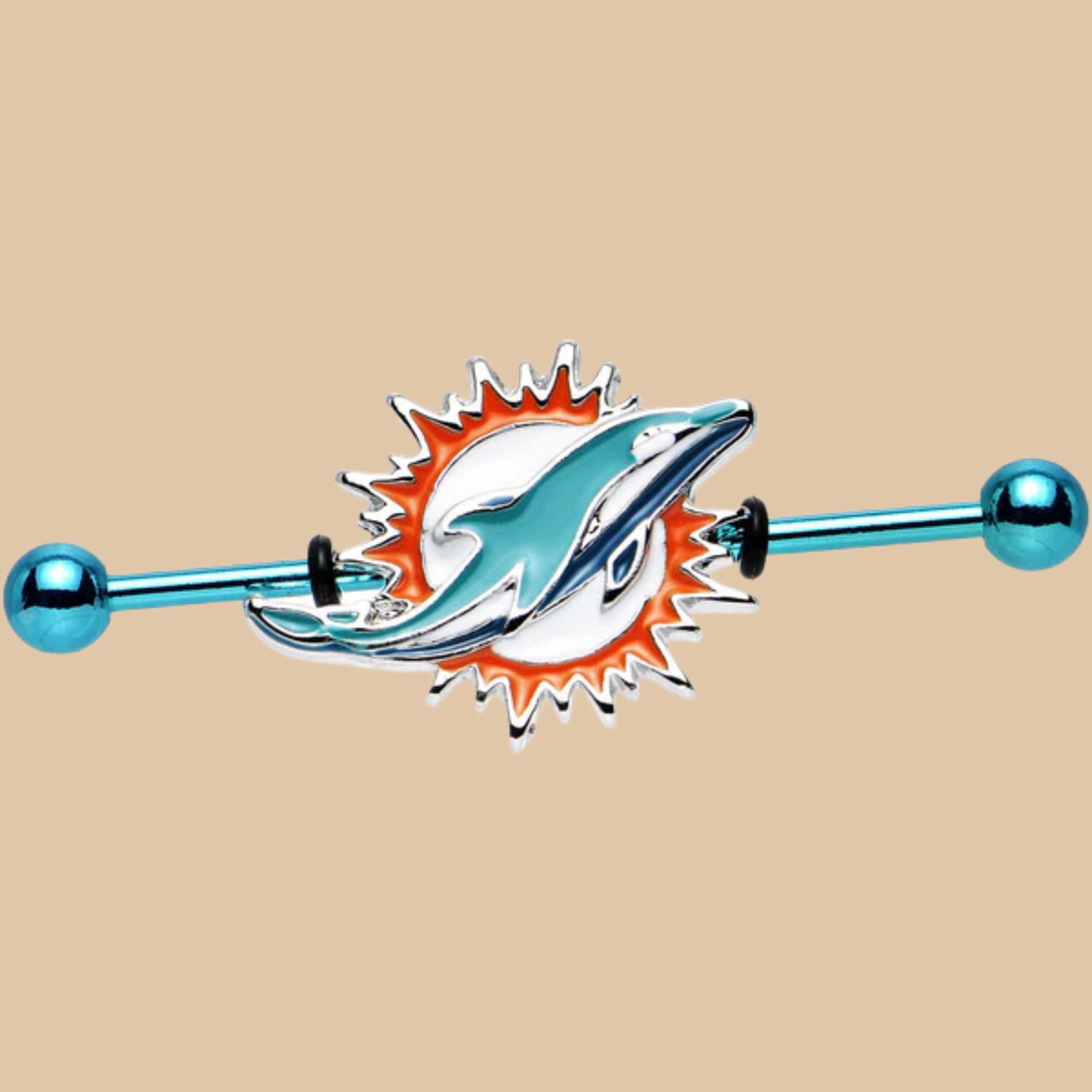 Miami Dolphins NFL Body Jewelry Industrial Barbell – Blue