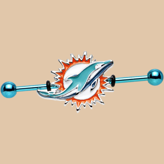 Miami Dolphins NFL Body Jewelry Industrial Barbell – Blue