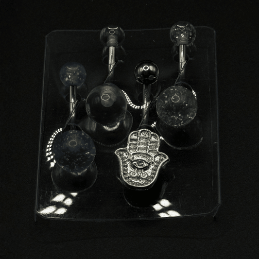 Set of 4 Dotted Hand Belly Button Rings – Colorful Navel Jewelry - COLO