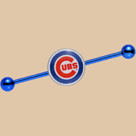 MLB Blue Anodized Chicago Cubs Industrial Barbell Licensed