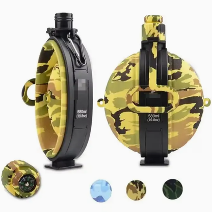 Army Camouflage Collapsible Silicone Water Bottle – 580ml BPA-Free