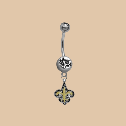 NFL New Orleans Saints Barbell Belly Button Ring Licensed Dangle Big