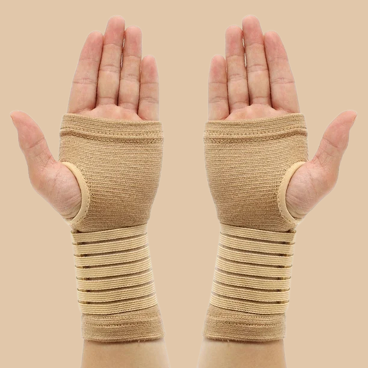 Wrist Bandage Support Gloves Beige 2pcs