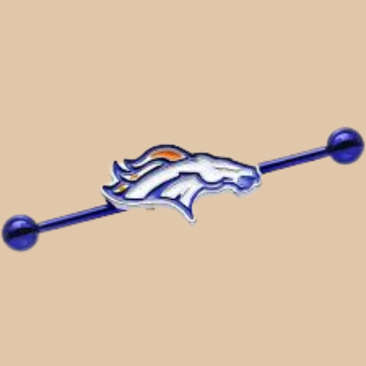 NFL Denver Broncos Blue Barbell Nipple Ring Licensed