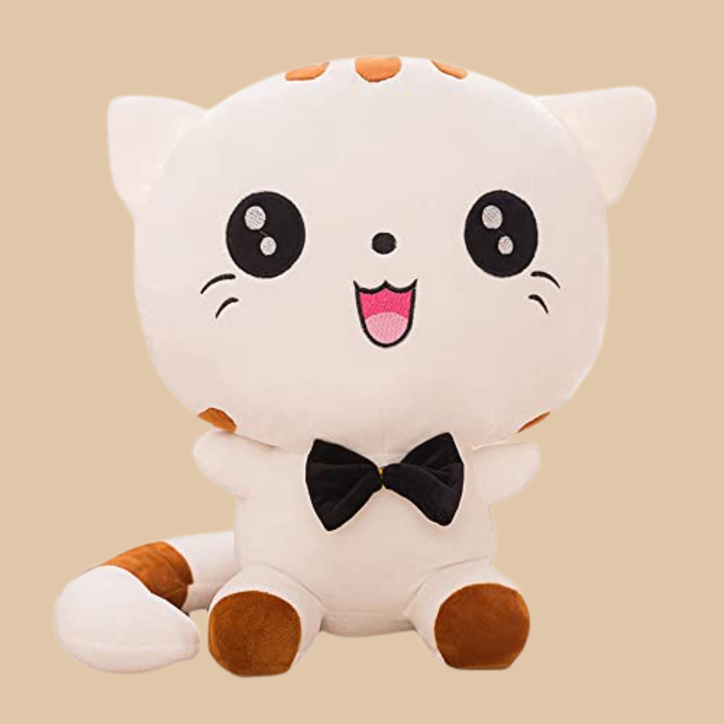 Cat Plush Doll with Bow – Soft Sofa Pillow Toy