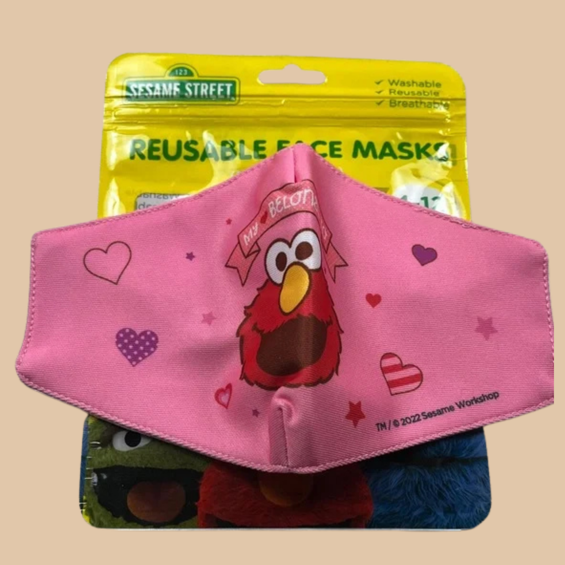 Kids Sesame Street Pink Elmo Reusable Face Mask - COLO
