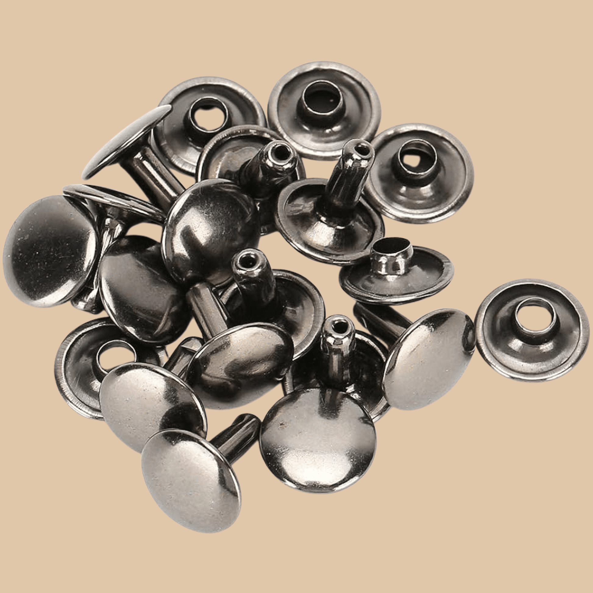 Double-Sided Round Rivet Studs Gun Color - COLO