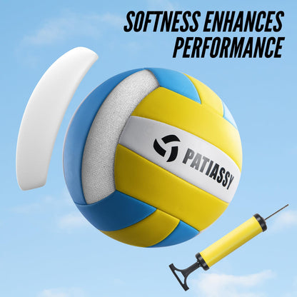 Patiassy Professional Volleyball Net Set with Adjustable Poles & Carry Bag (White)
