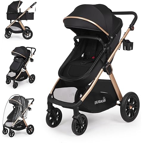 Multi-Stage Versatility & All-Terrain Luxury: Costway 2-in-1 Foldable Baby Stroller & Bassinet (Coffee)