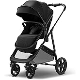 Multi-Stage Versatility & All-Terrain Luxury: Costway 2-in-1 Foldable Baby Stroller & Bassinet (Coffee)