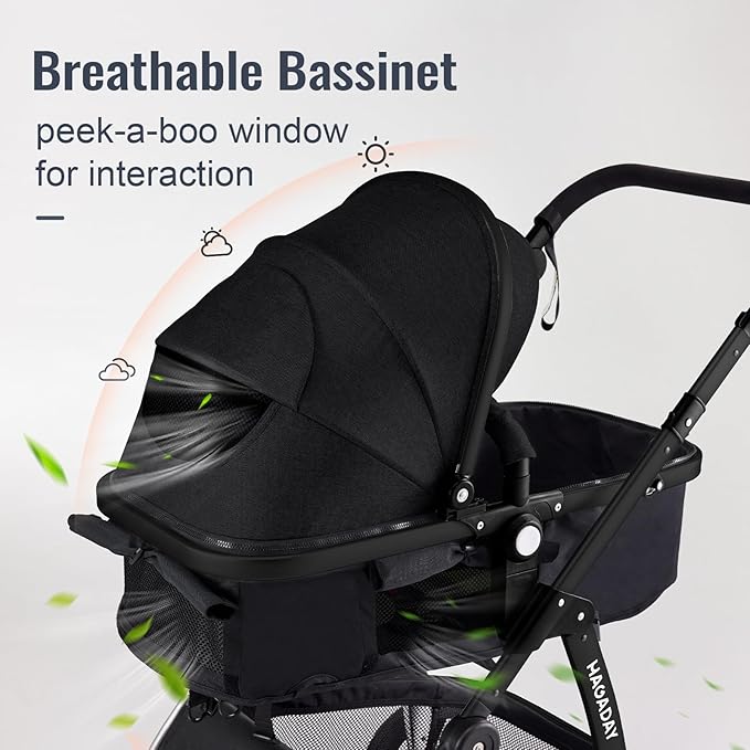 Multi-Stage Versatility & All-Terrain Luxury: Costway 2-in-1 Foldable Baby Stroller & Bassinet (Coffee)